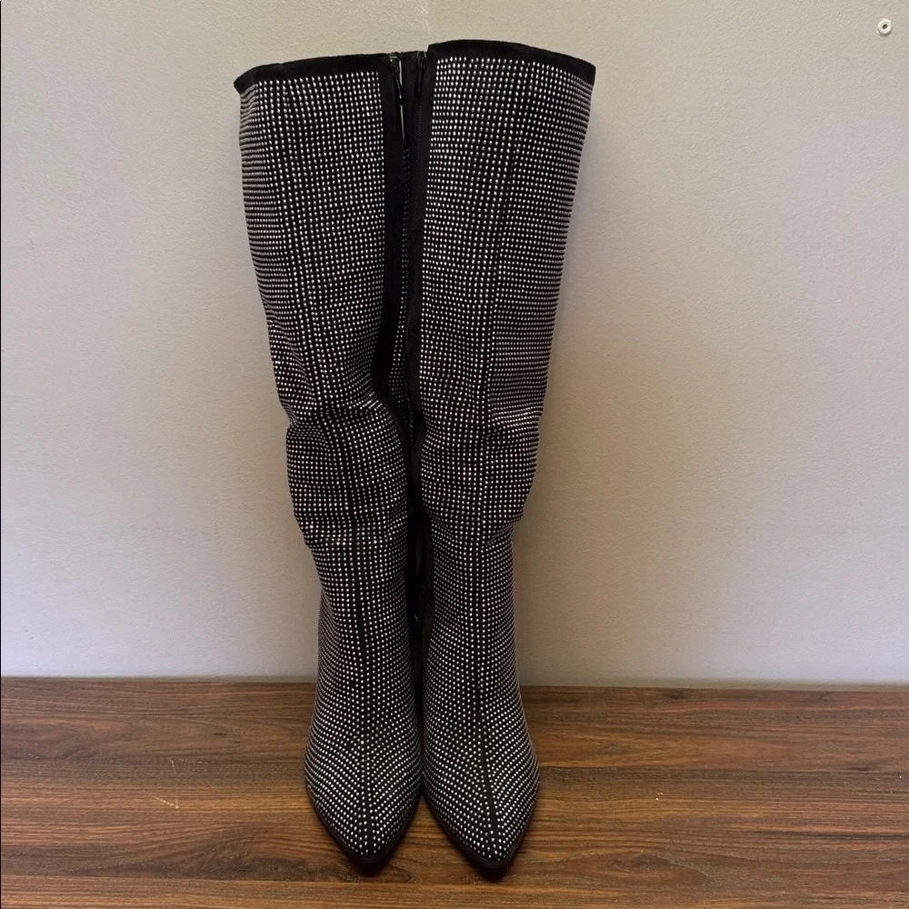 Ashro Black and Silver Textured Over The Knee Boot